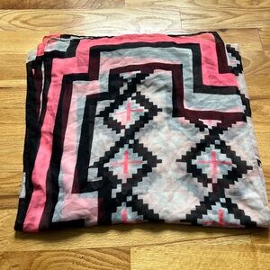 Coral, Black, and White Scarf